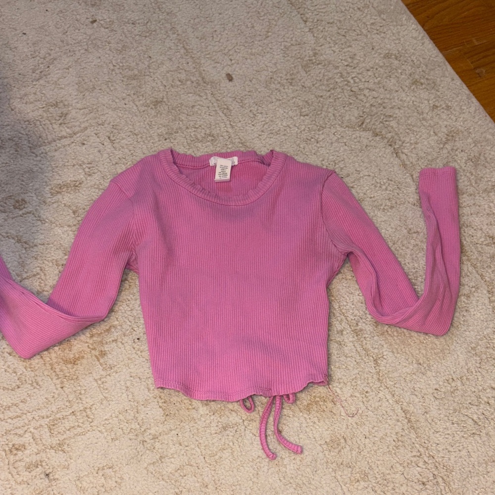 Tilly's Pink Long Sleeve Crop Top With Cut Out Back